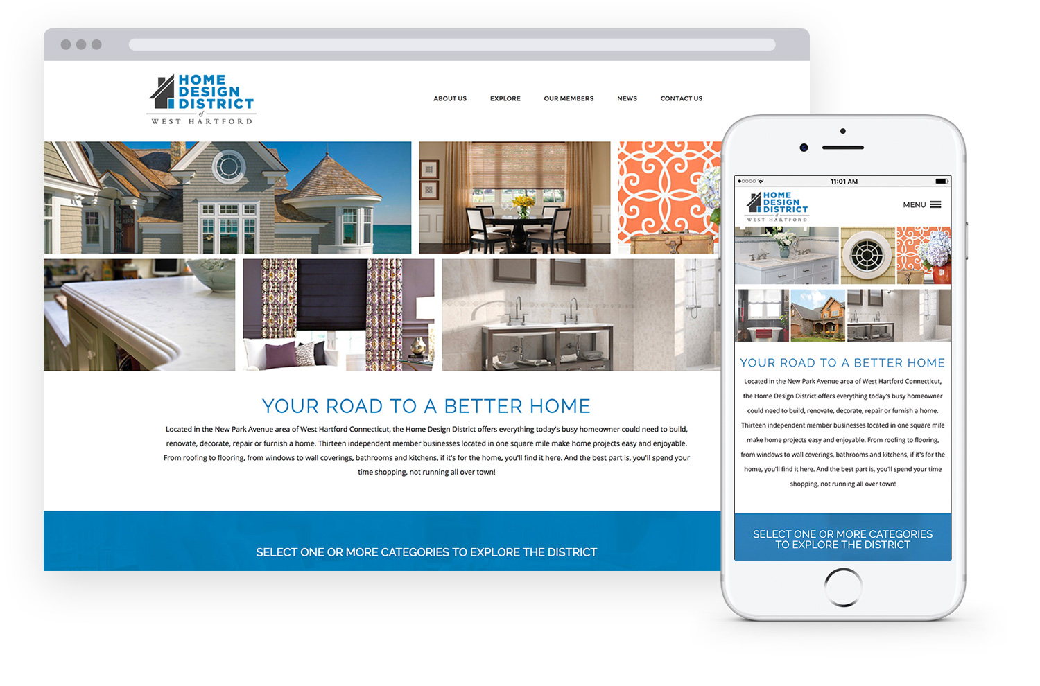 West Hartford Design District Launches Website Custom Website Design